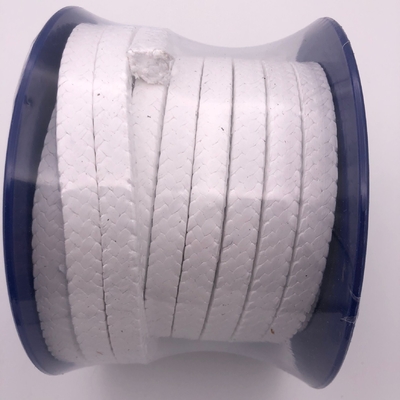 Matériau pétrolier Emballage de glande PTFE tricotée blanche pour joint de pompe de taille 3*3 mm à 60*60 mm