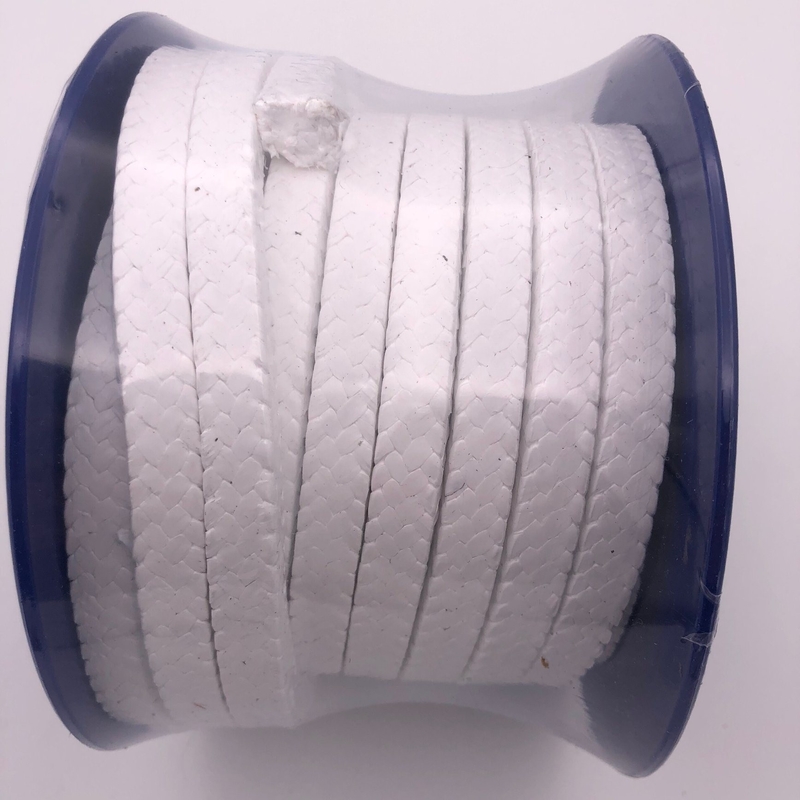 Matériau pétrolier Emballage de glande PTFE tricotée blanche pour joint de pompe de taille 3*3 mm à 60*60 mm